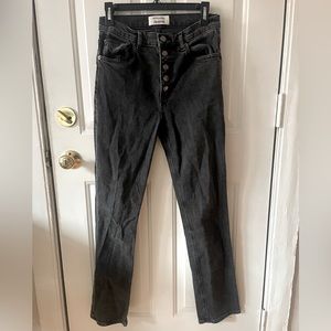 Washed black button fly Reformation Jeans